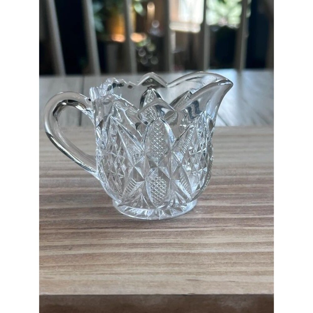 antique Early American Pressed Glass (EAPG). Creamer toothpick holder